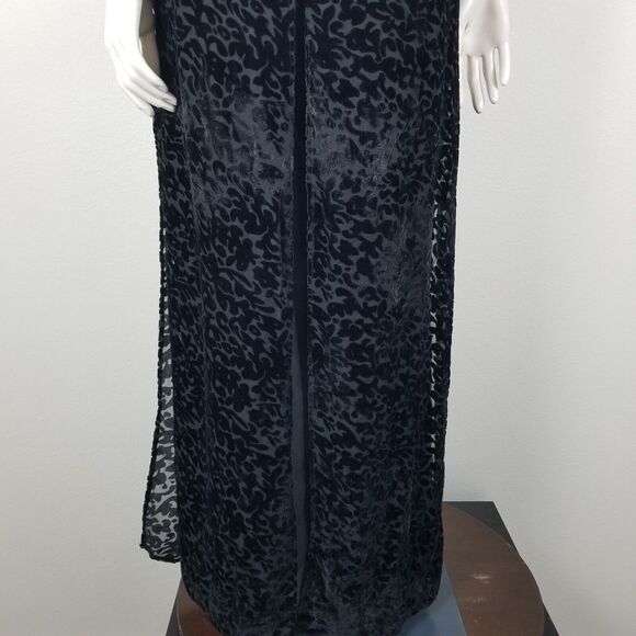 JR Nites By Caliendo Y2K 90s Flowy Sheer Velvet Pattern Party Prom Pants Size 10 - Picture 9 of 16